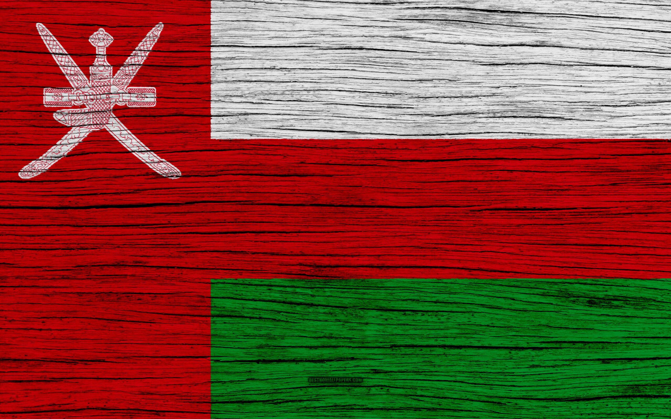 Download wallpapers Flag of Oman, 4k, Asia, wooden texture, Omani
