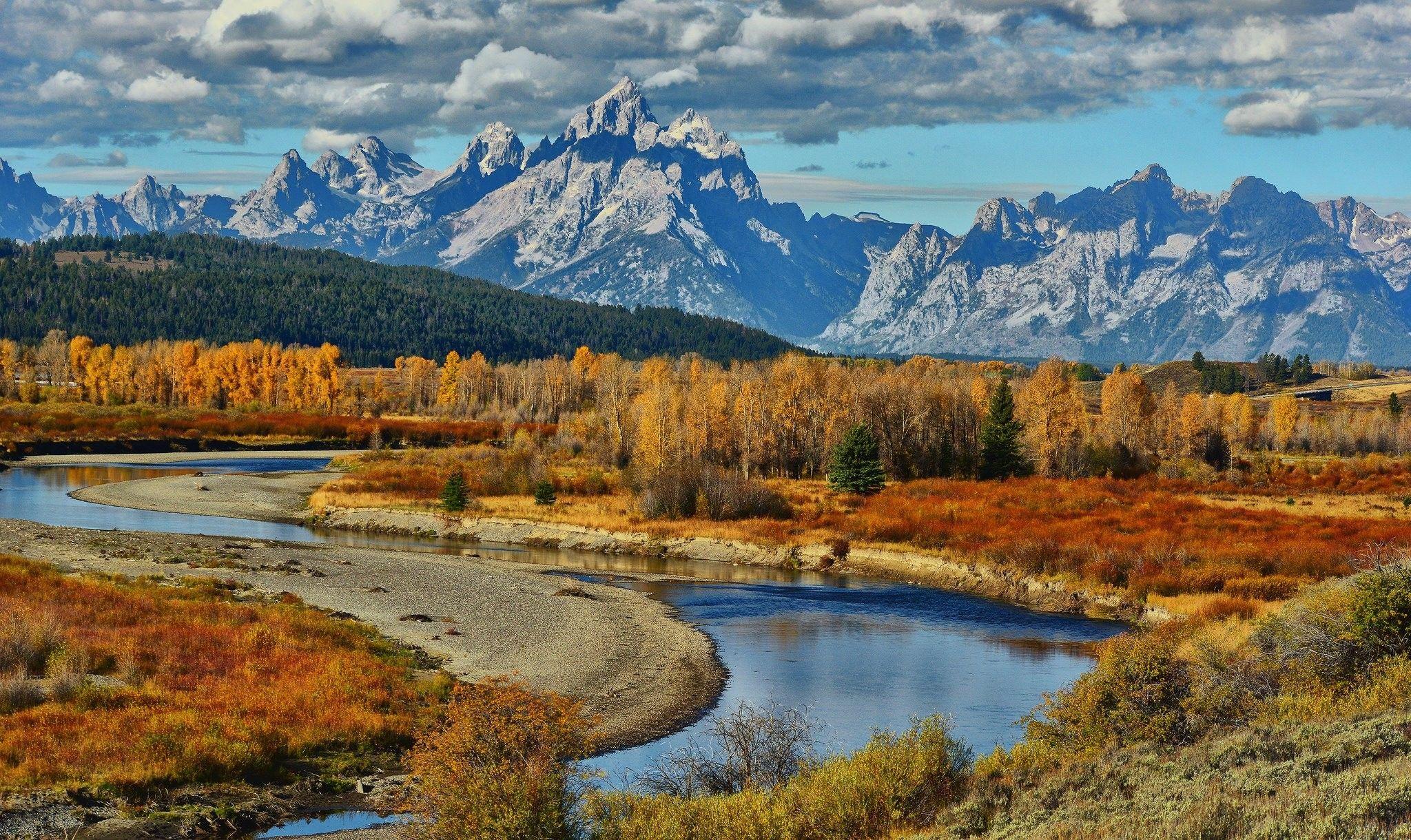 Rivers: National Wyoming Grand River Park Usa Mountains Autumn Teton