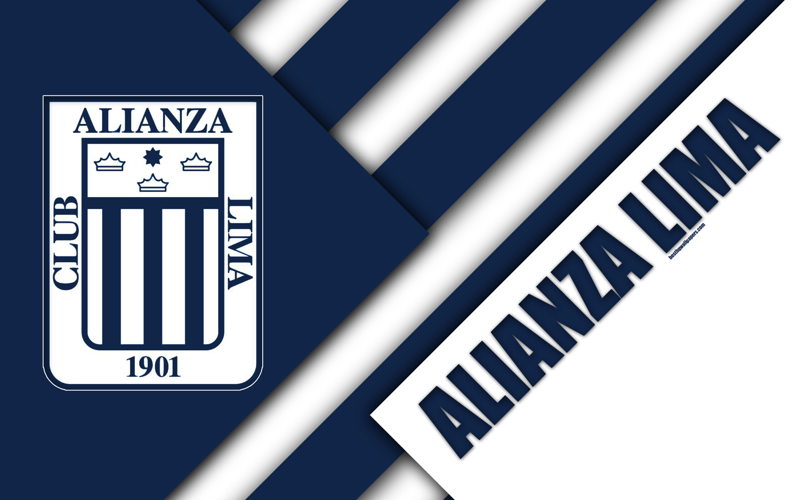 Download wallpapers Club Alianza Lima, 4k, logo, white blue