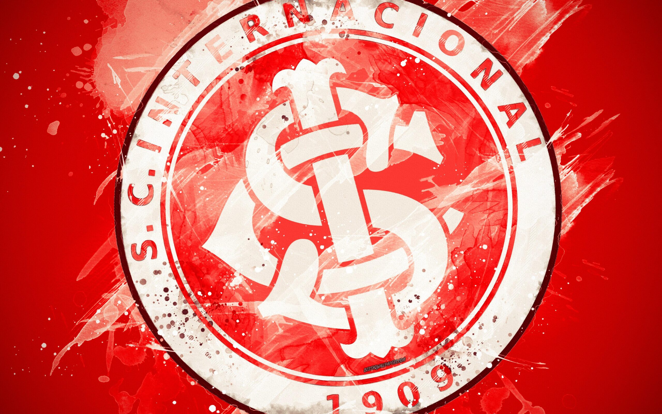 Download wallpapers Sport Club Internacional, 4k, paint art, logo