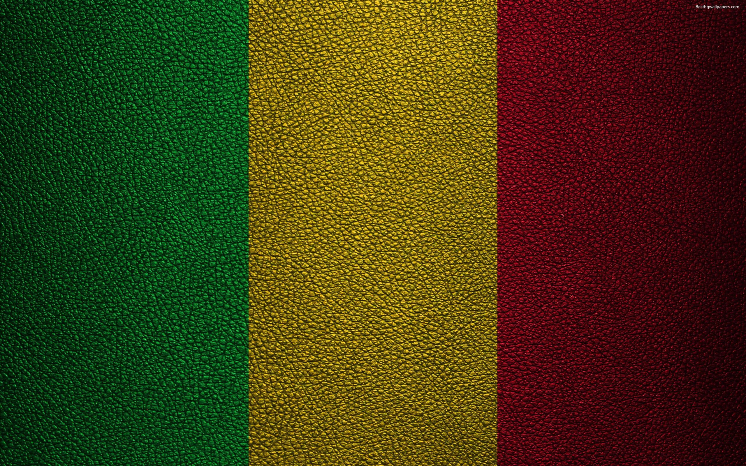 Download wallpapers Flag of Mali, 4K, leather texture, Africa