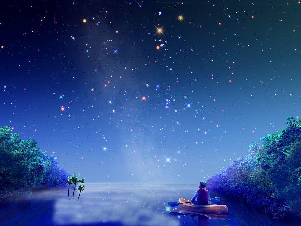 Wallpapers For > Blue Night Sky Stars Wallpapers