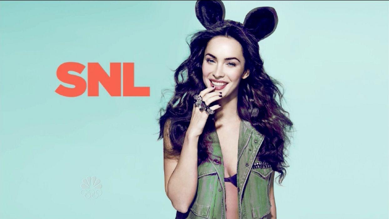 Brunettes women Megan Fox actress celebrity smiling Saturday Night