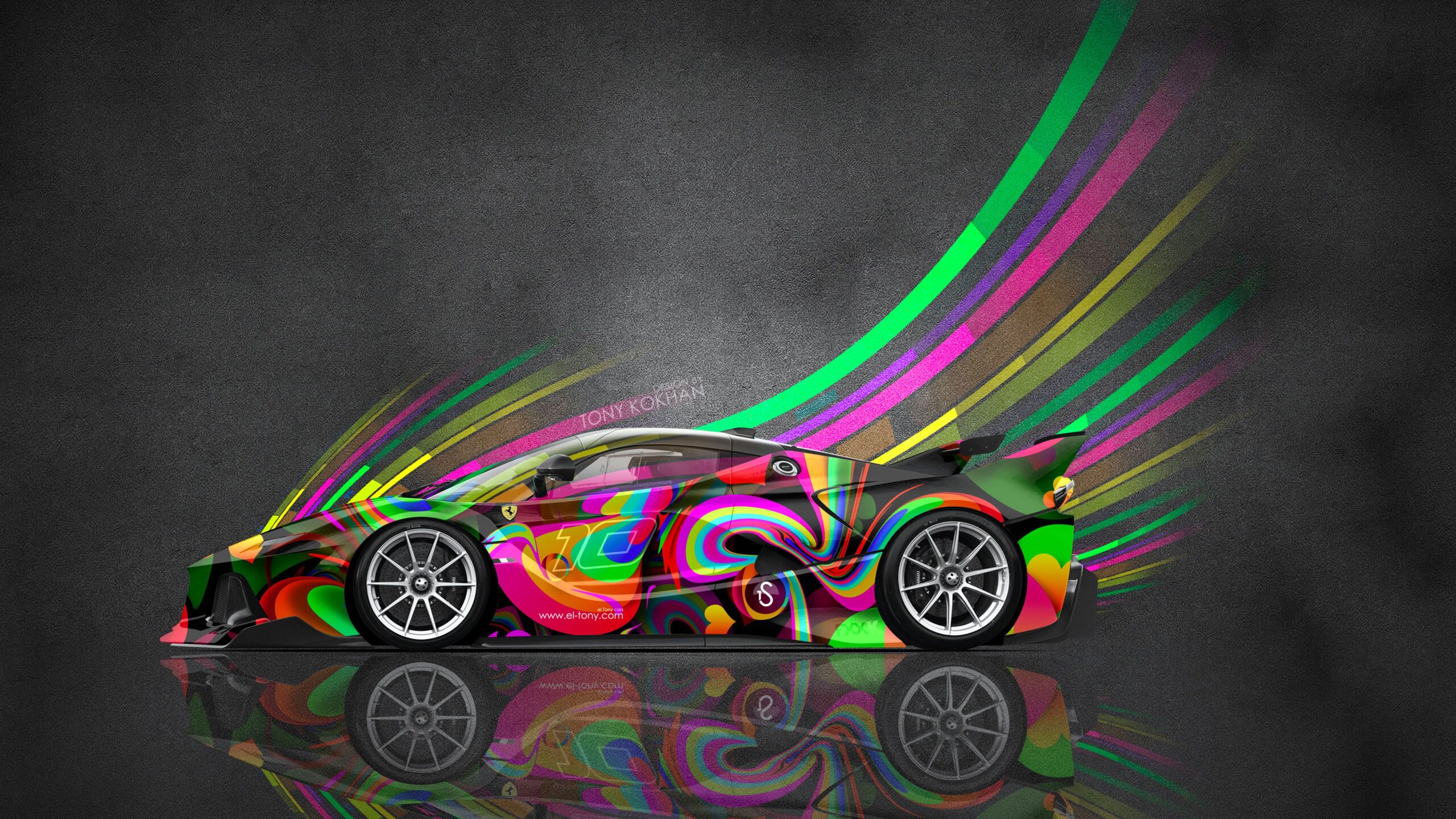 4K Ferrari FXX K Side Super Abstract Aerography Car 2015