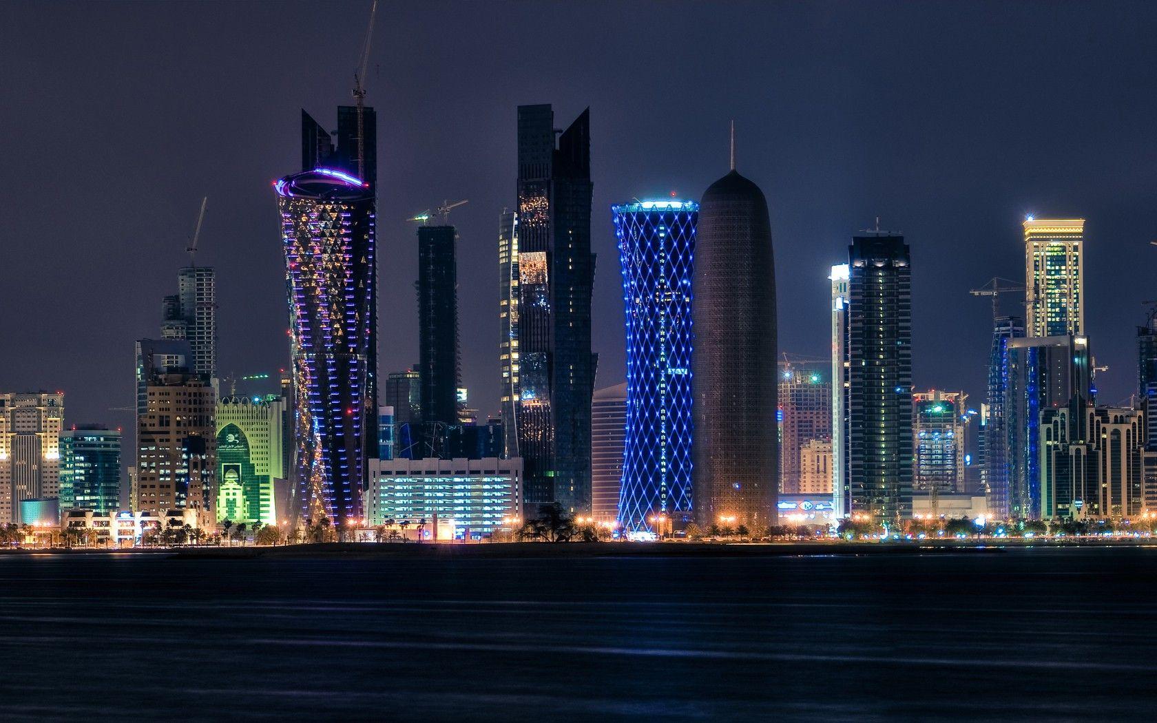 Qatar Tag wallpapers: Magnificent Night Cityscape Doha Qatar