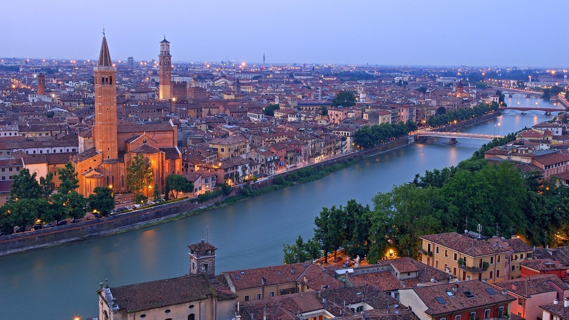 Verona, Italy, Adige river. Android wallpapers for free