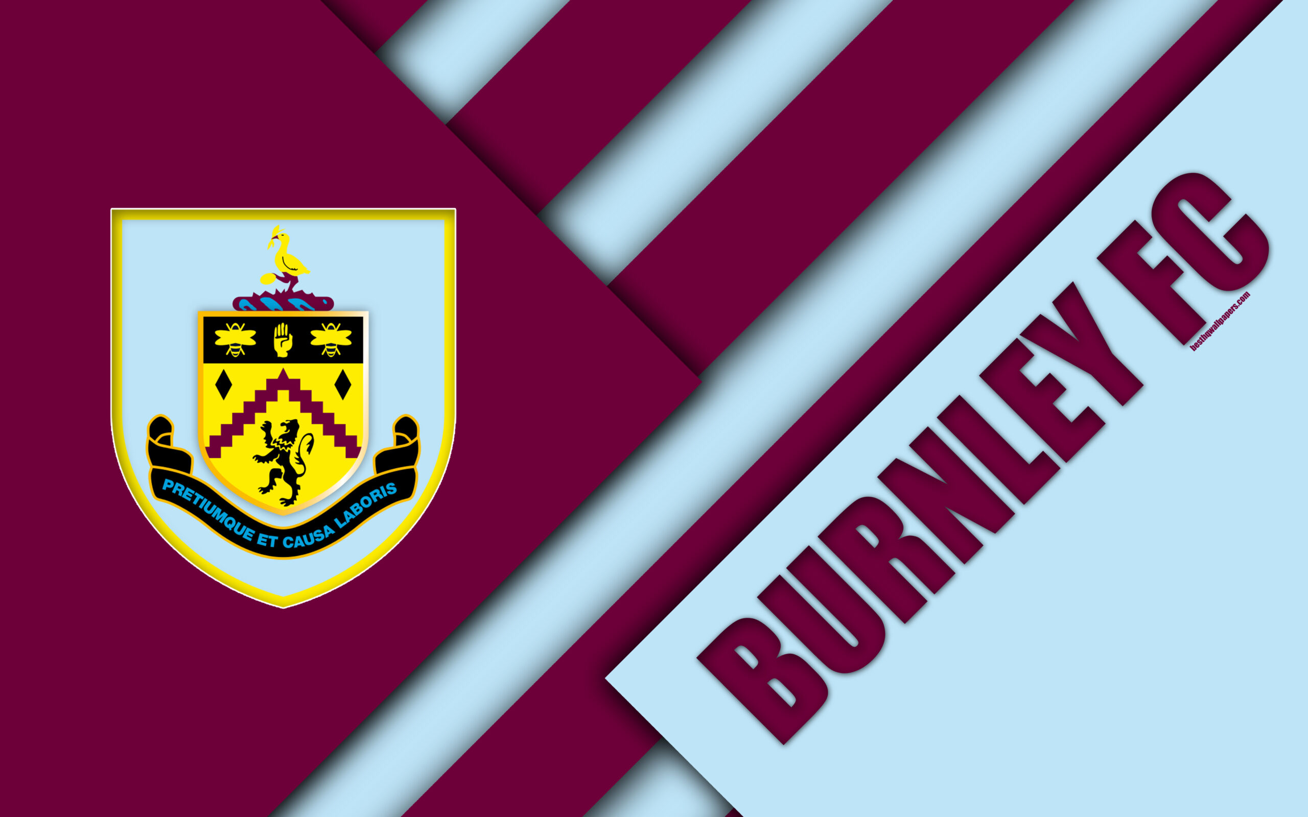 Download wallpapers Burnley FC, logo, 4k, material design, purple