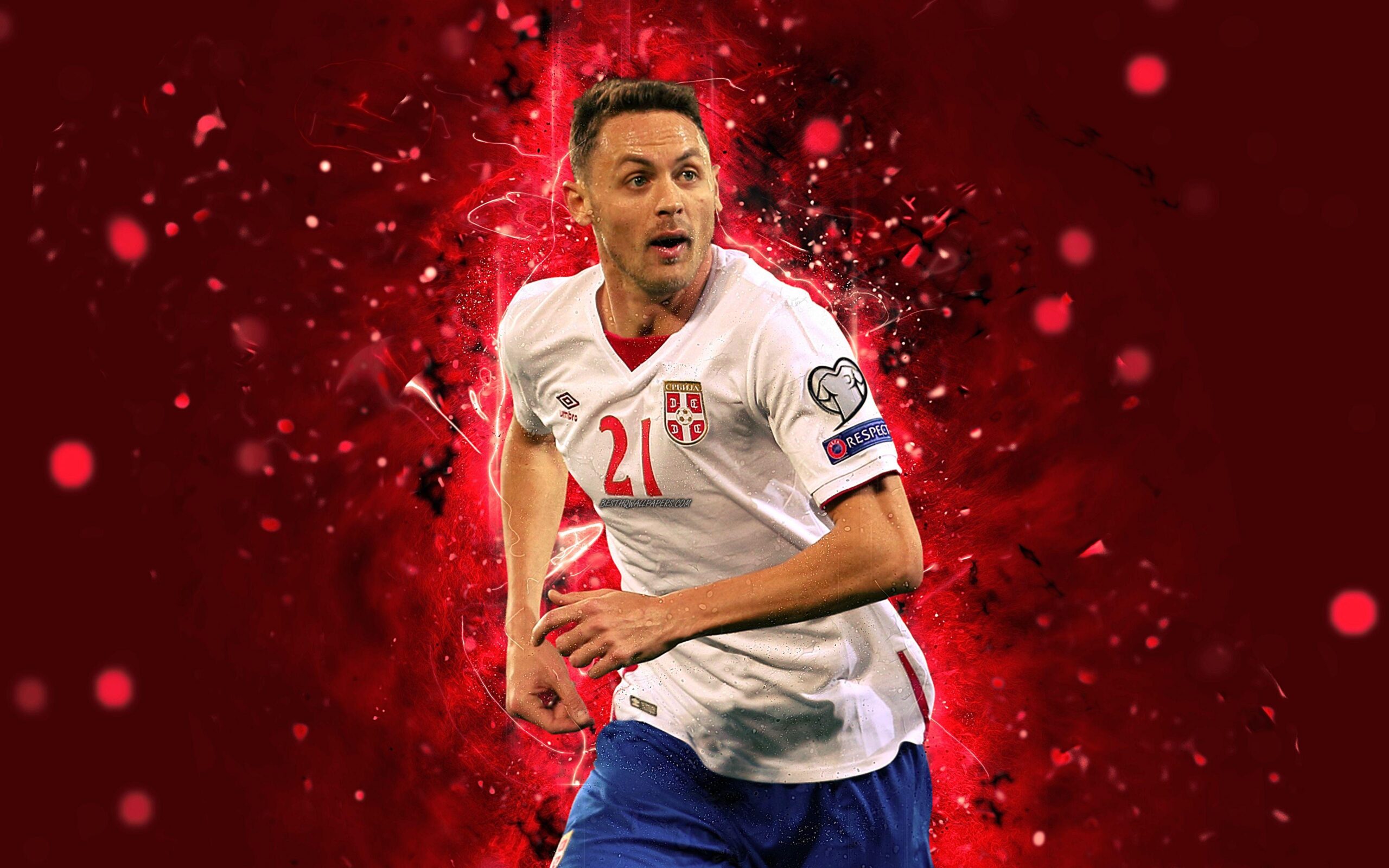 Download wallpapers Nemanja Matic, 4k, abstract art, Serbia National