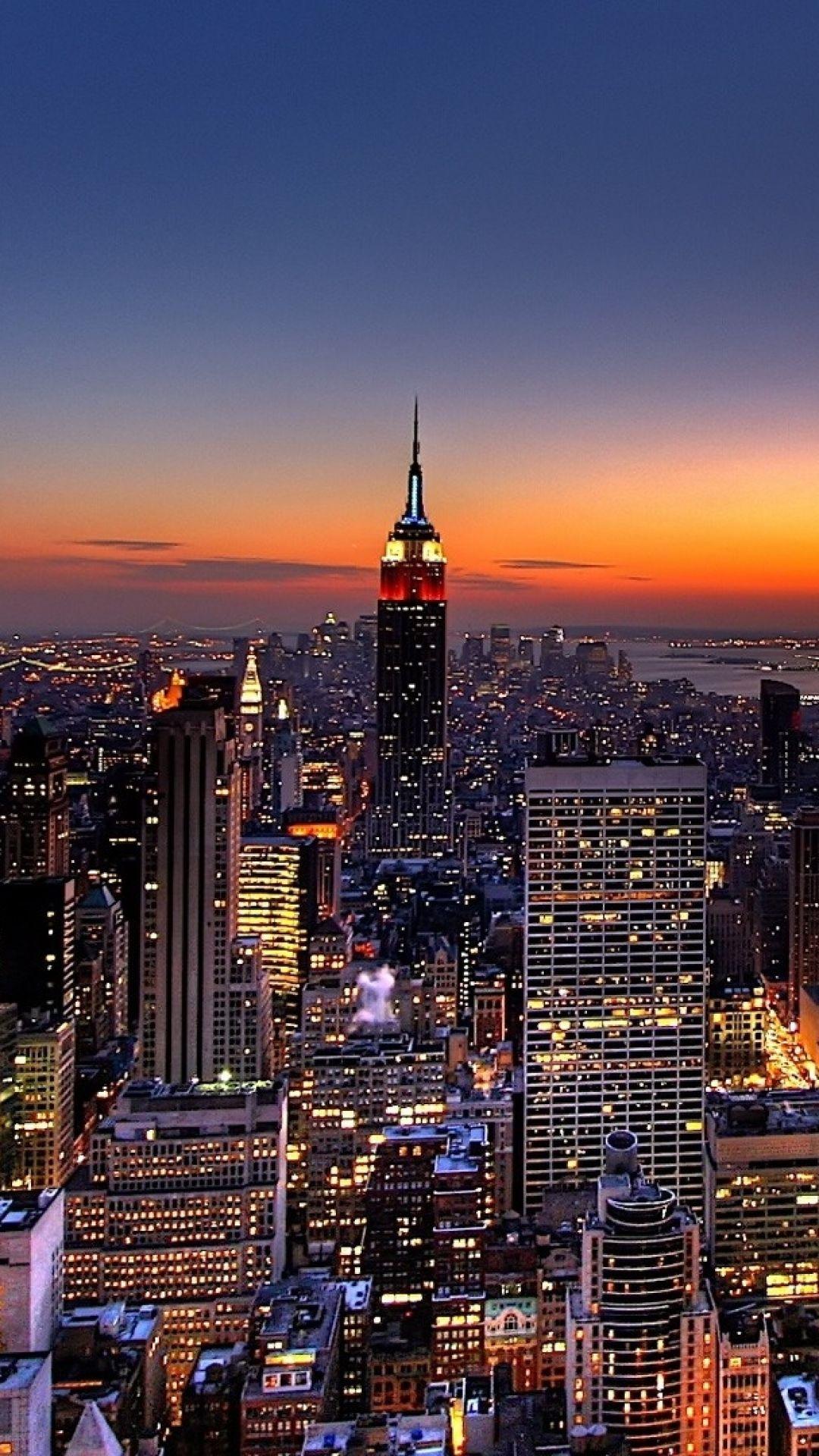 Wallpapers new york, night, skyscrapers, top view