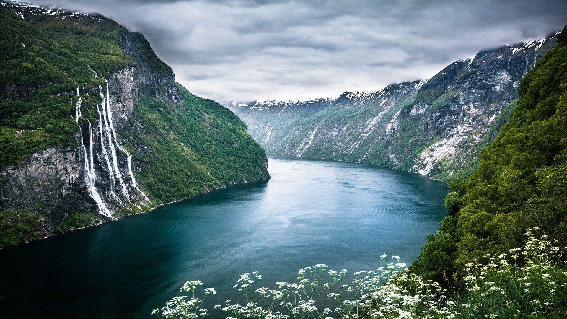 nature, Landscape, Mountain, River, Waterfall, Norway Wallpapers