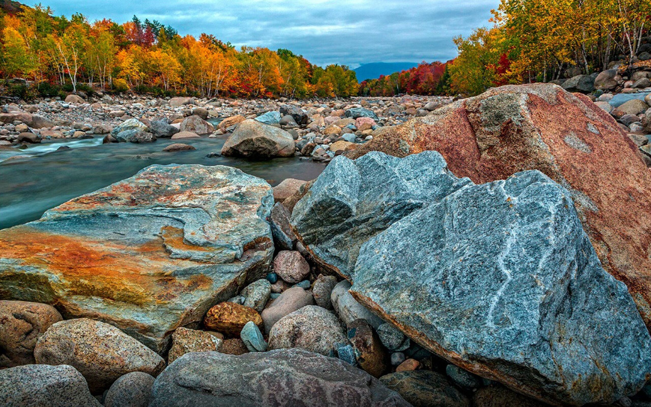 Autumn In The New Hampshire River Pemigewuasset Desktop Wallpapers Hd