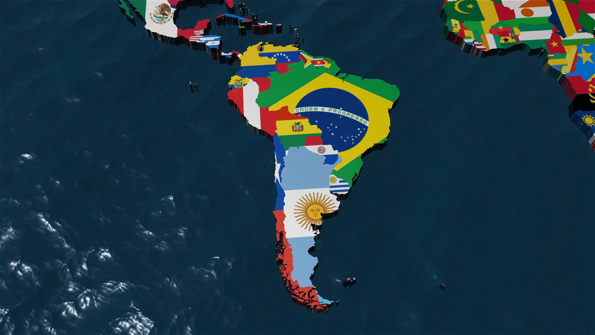 3D World Map to South America Motion Backgrounds