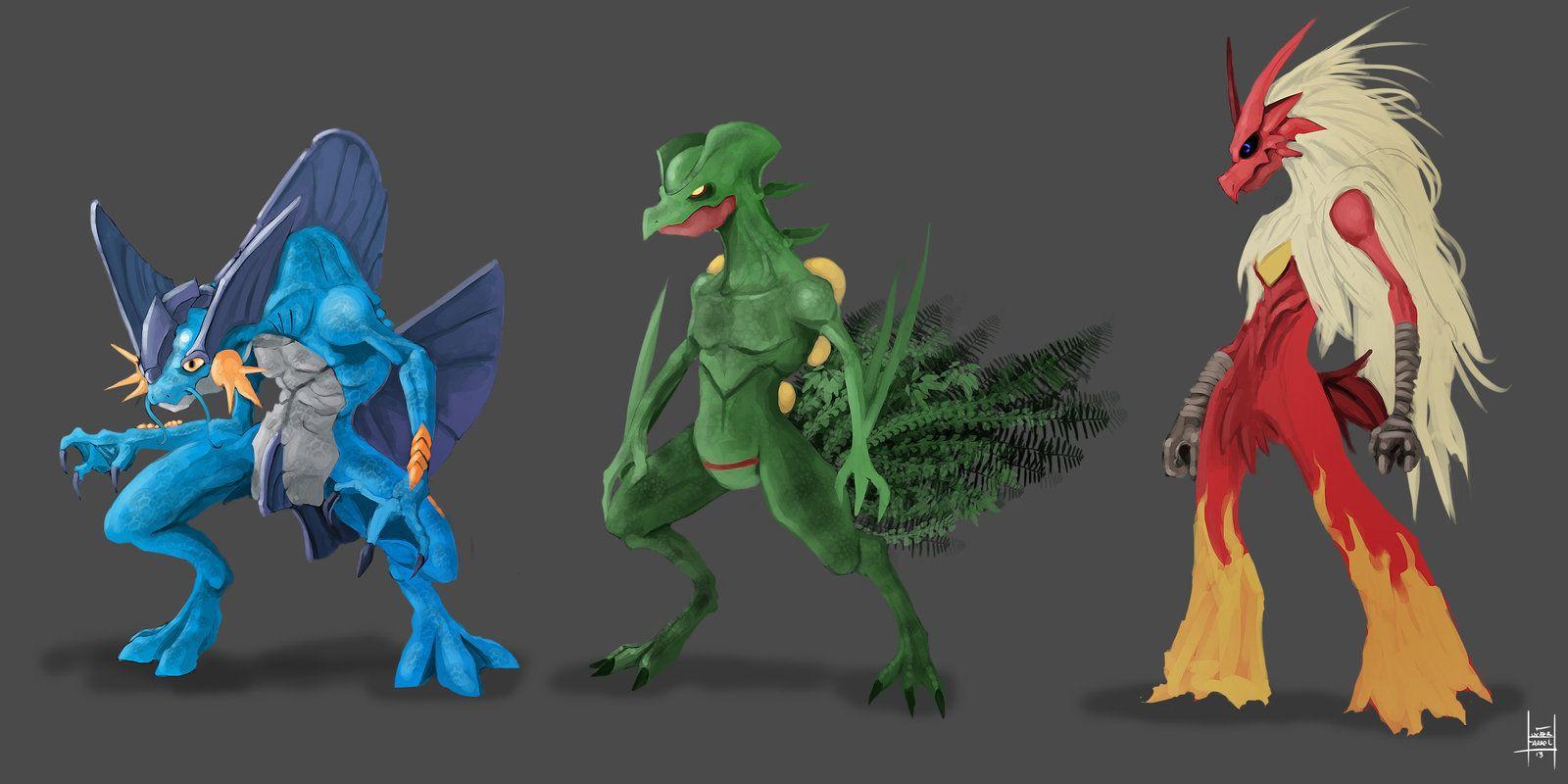 Swampert, Sceptile, Blaziken by xluxifer