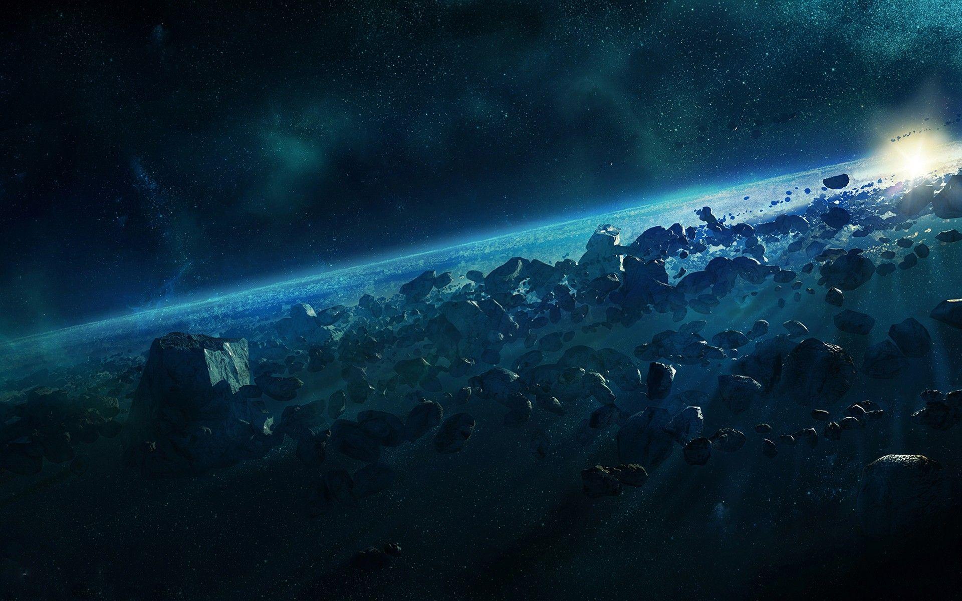 Wallpapers asteroid until blue dust free desktop backgrounds