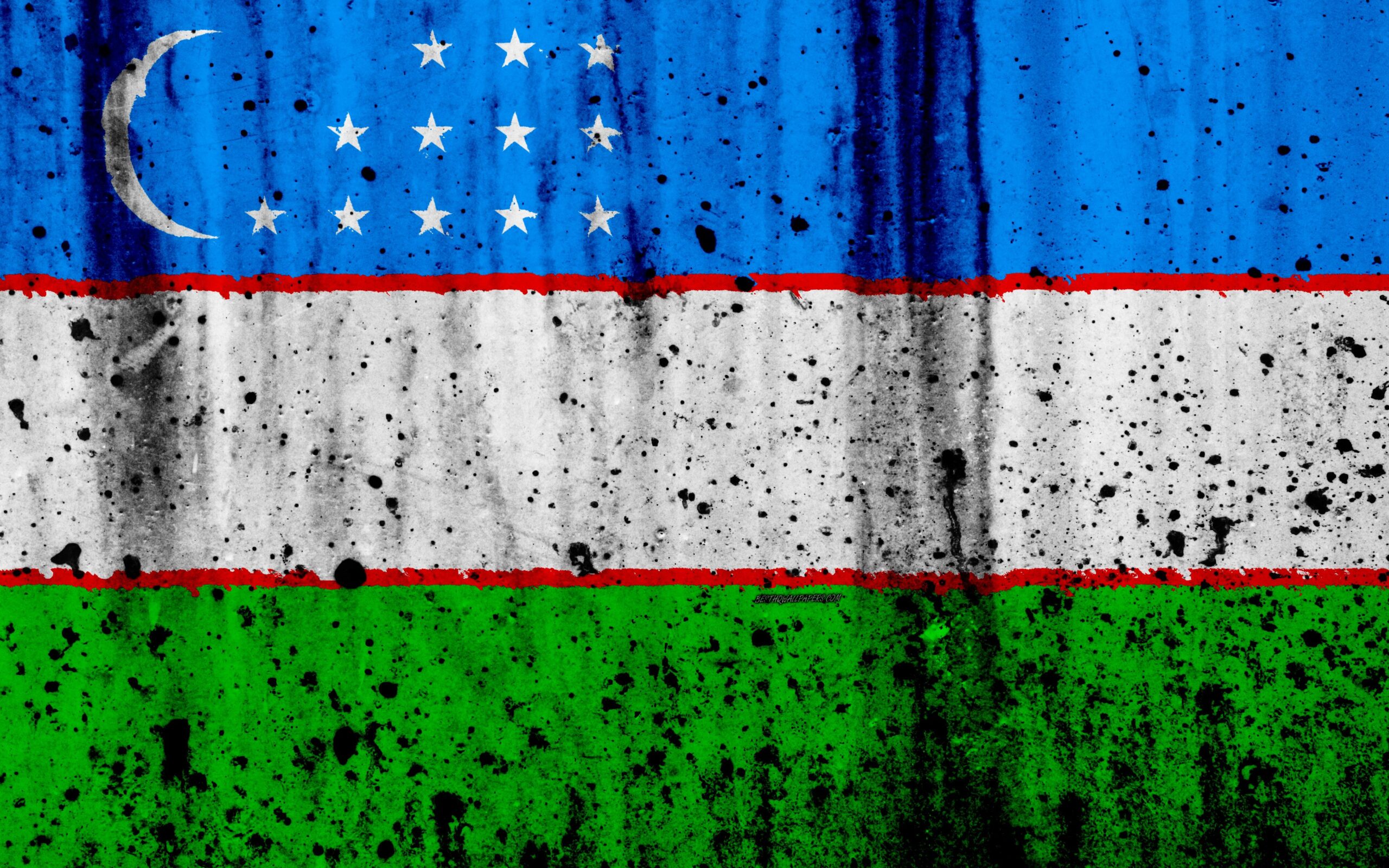 Download wallpapers Uzbek flag, 4k, grunge, flag of Uzbekistan, Asia