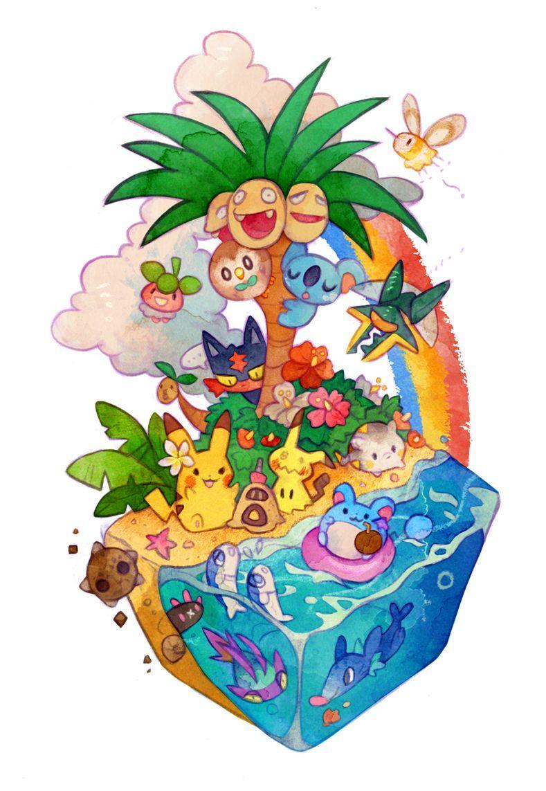 Pokemon, Allan exeggutor, vikavolt, bounsweet, pikachu, mimikyu