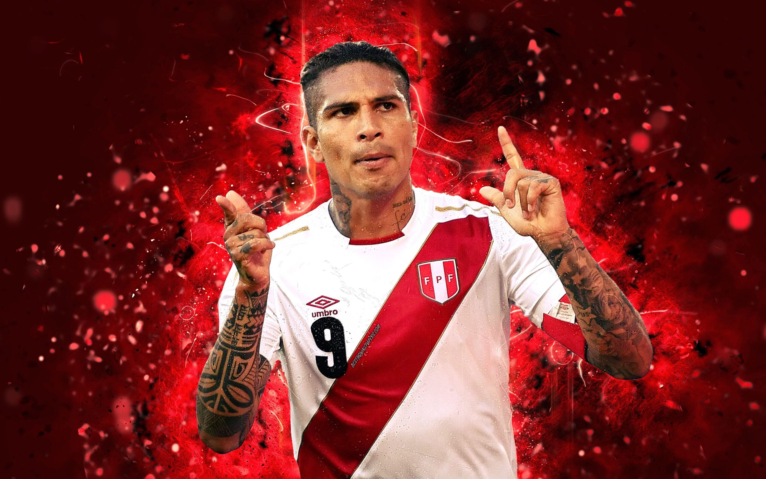 Download wallpapers Paolo Guerrero, 4k, abstract art, Peru National