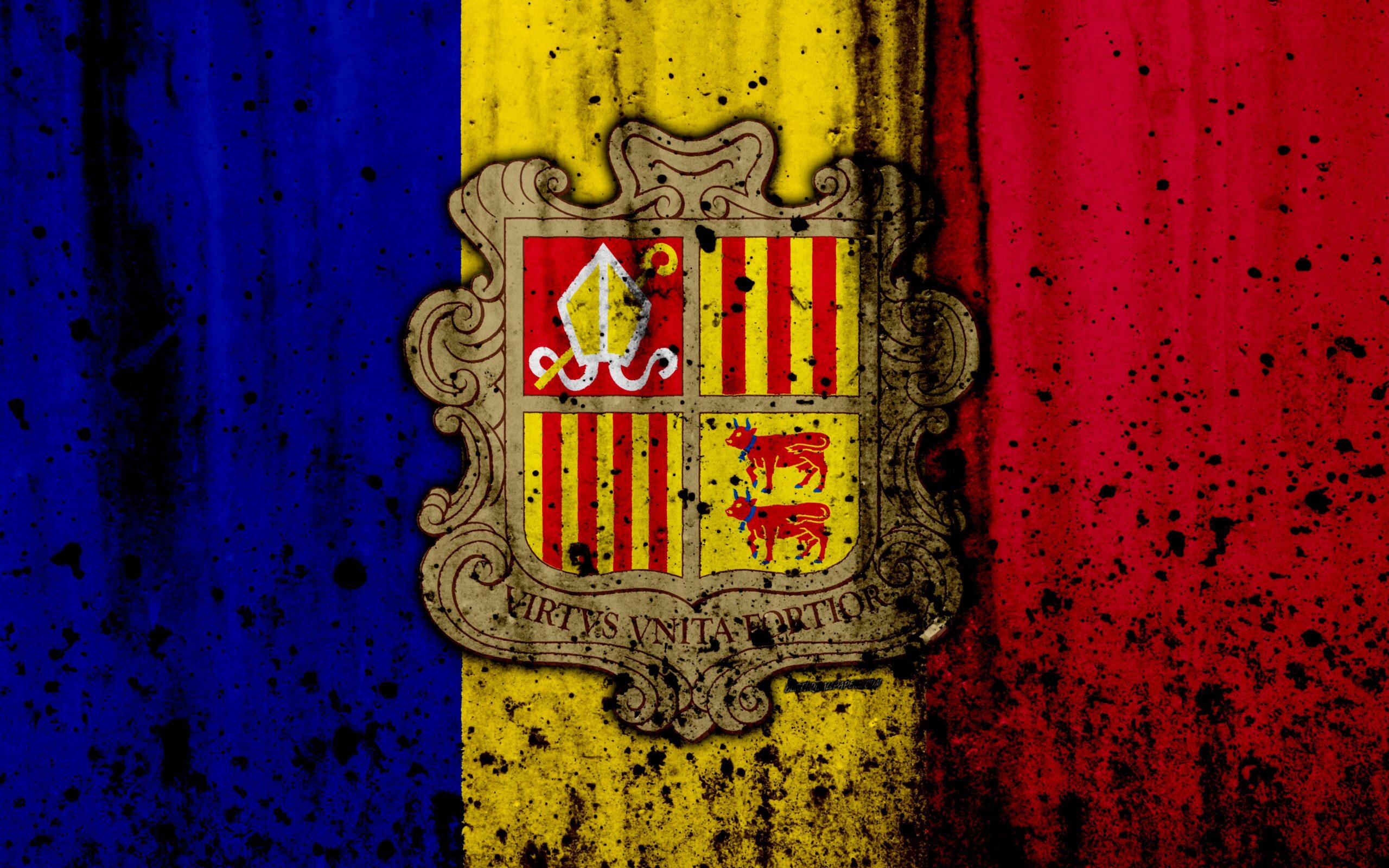 Download wallpapers Andorran flag, 4к, grunge, flag of Andorra