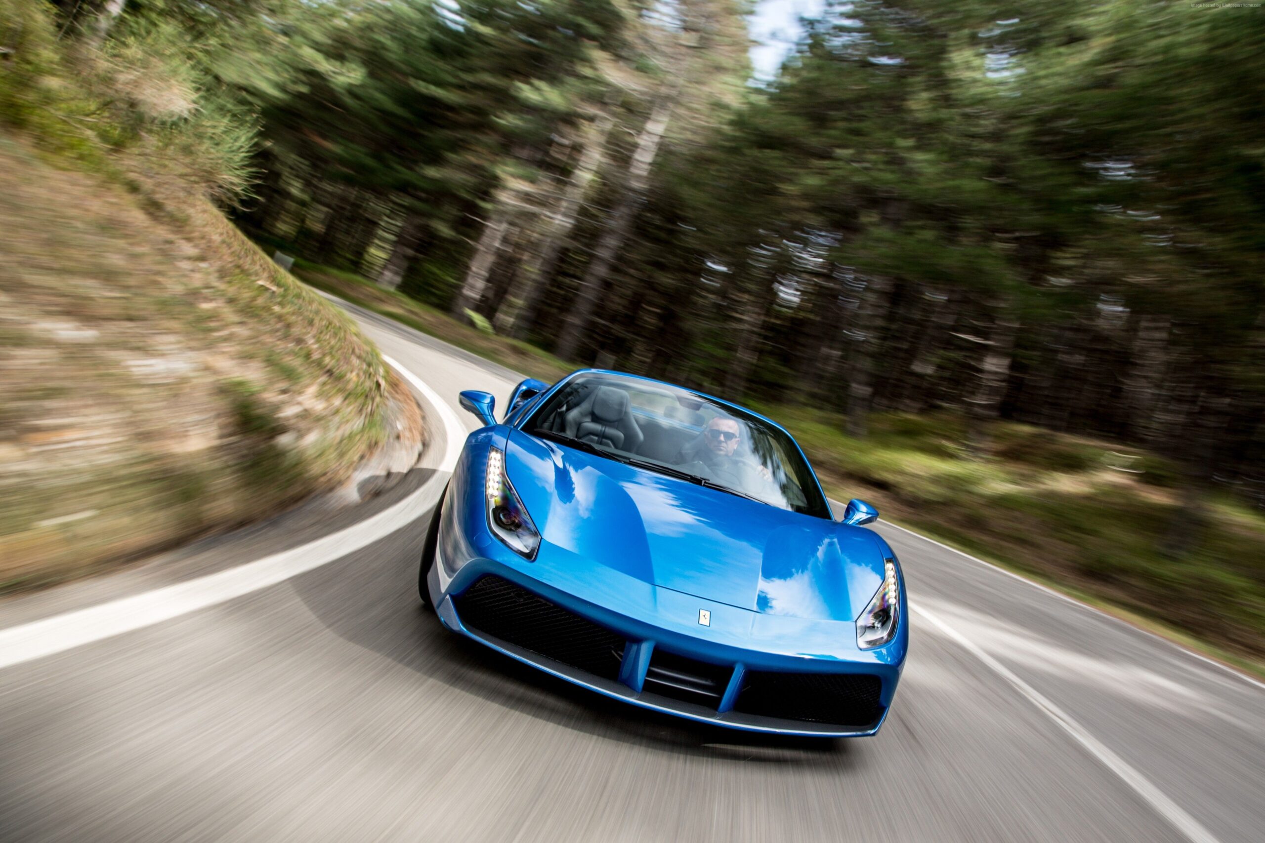 Wallpapers Ferrari 488 Spider, cabriolet, roadster, blue, Cars