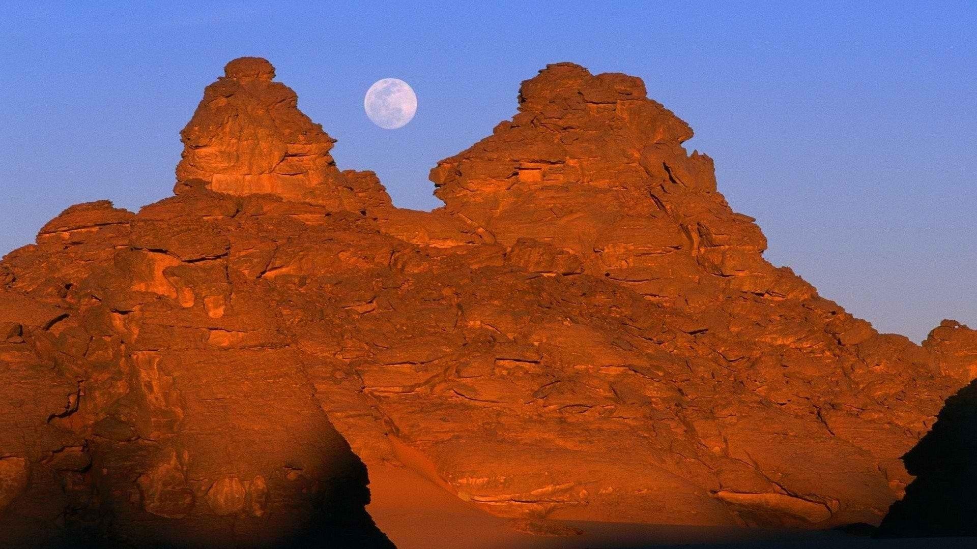 Mountains: Full Moon Mountains Libya Wallpapers View Nature Hd for