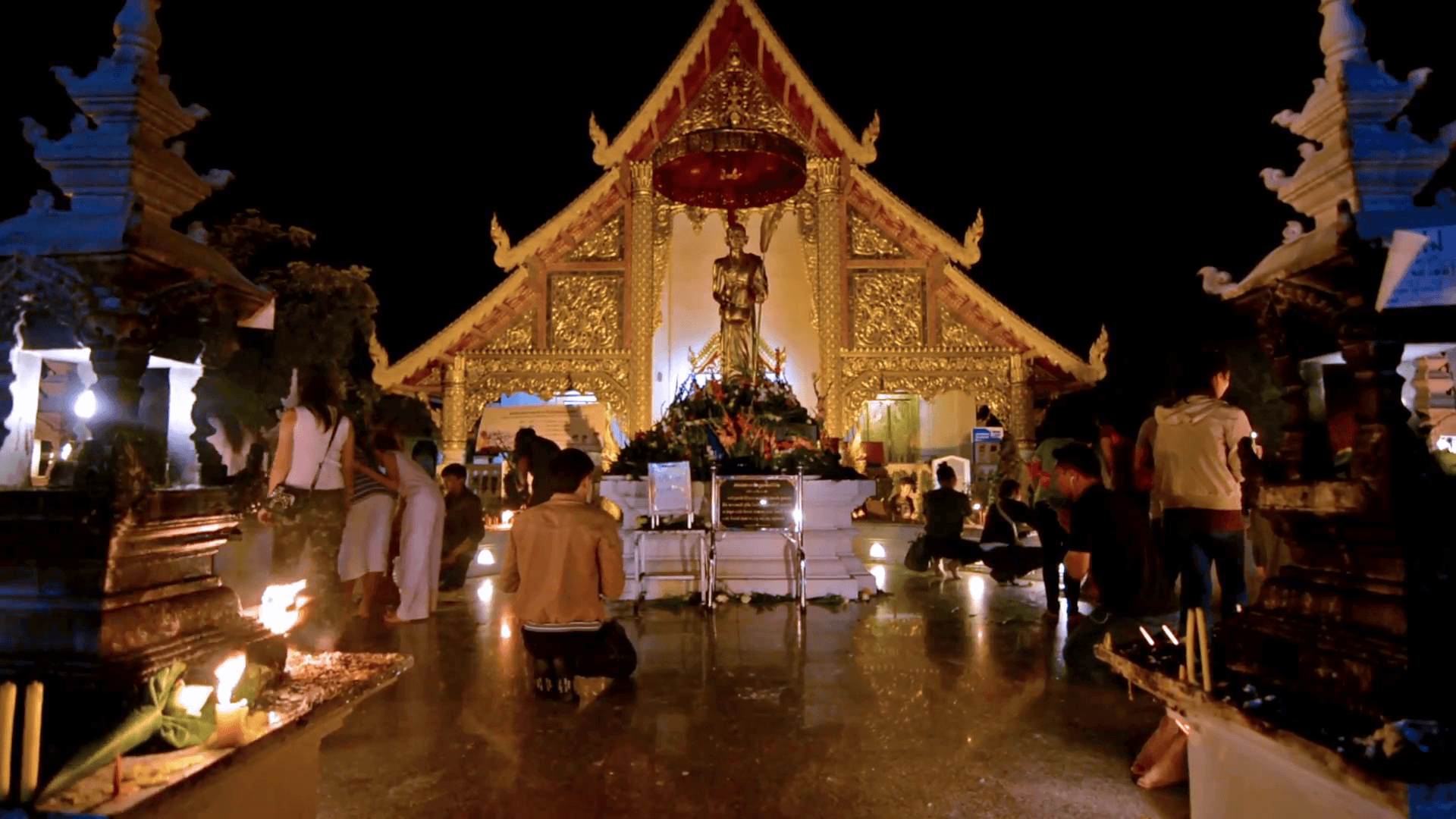 Chiang Mai, Thailand circa February 2016. Thai people praying and