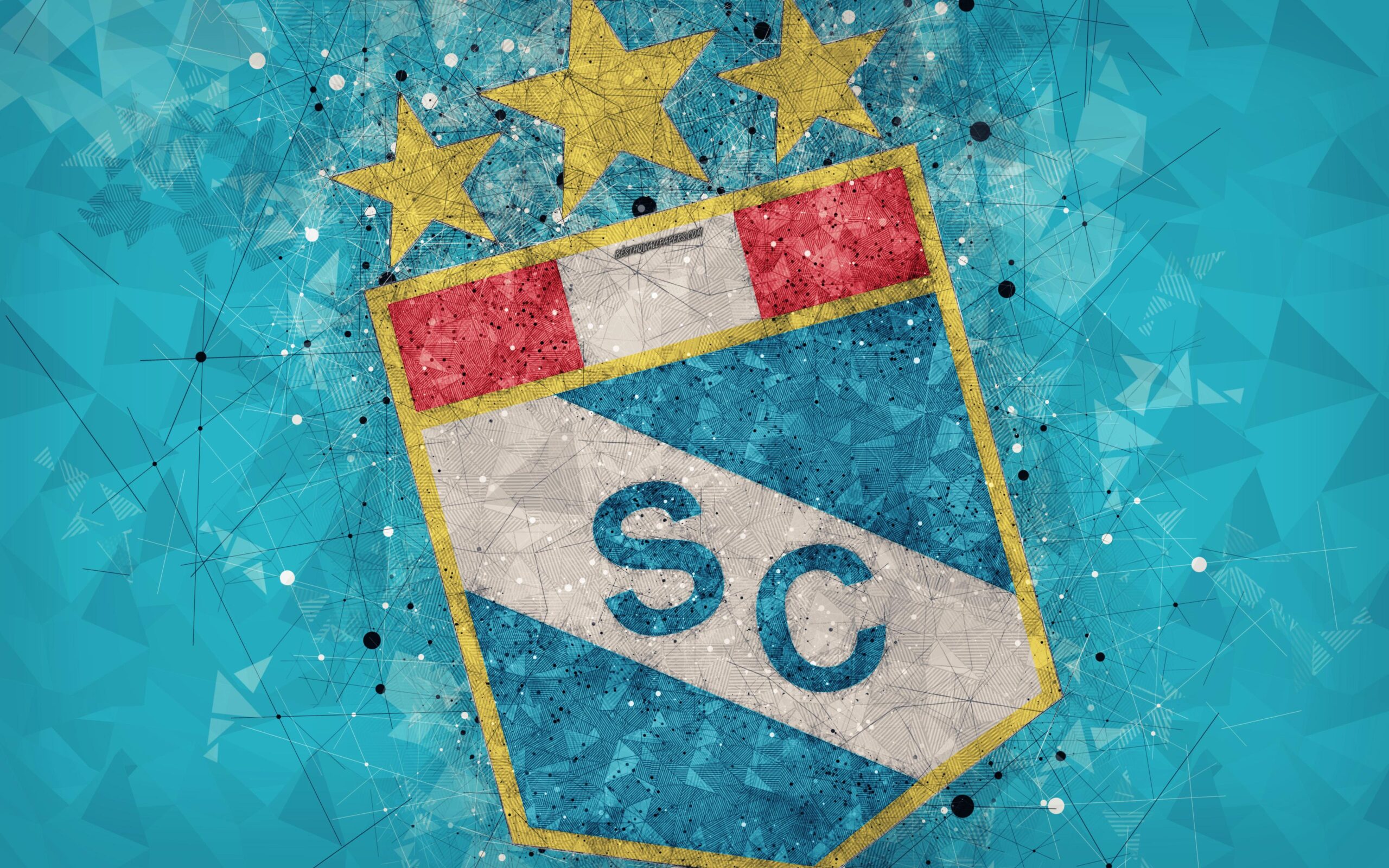 Download wallpapers Club Sporting Cristal, 4k, geometric art, logo