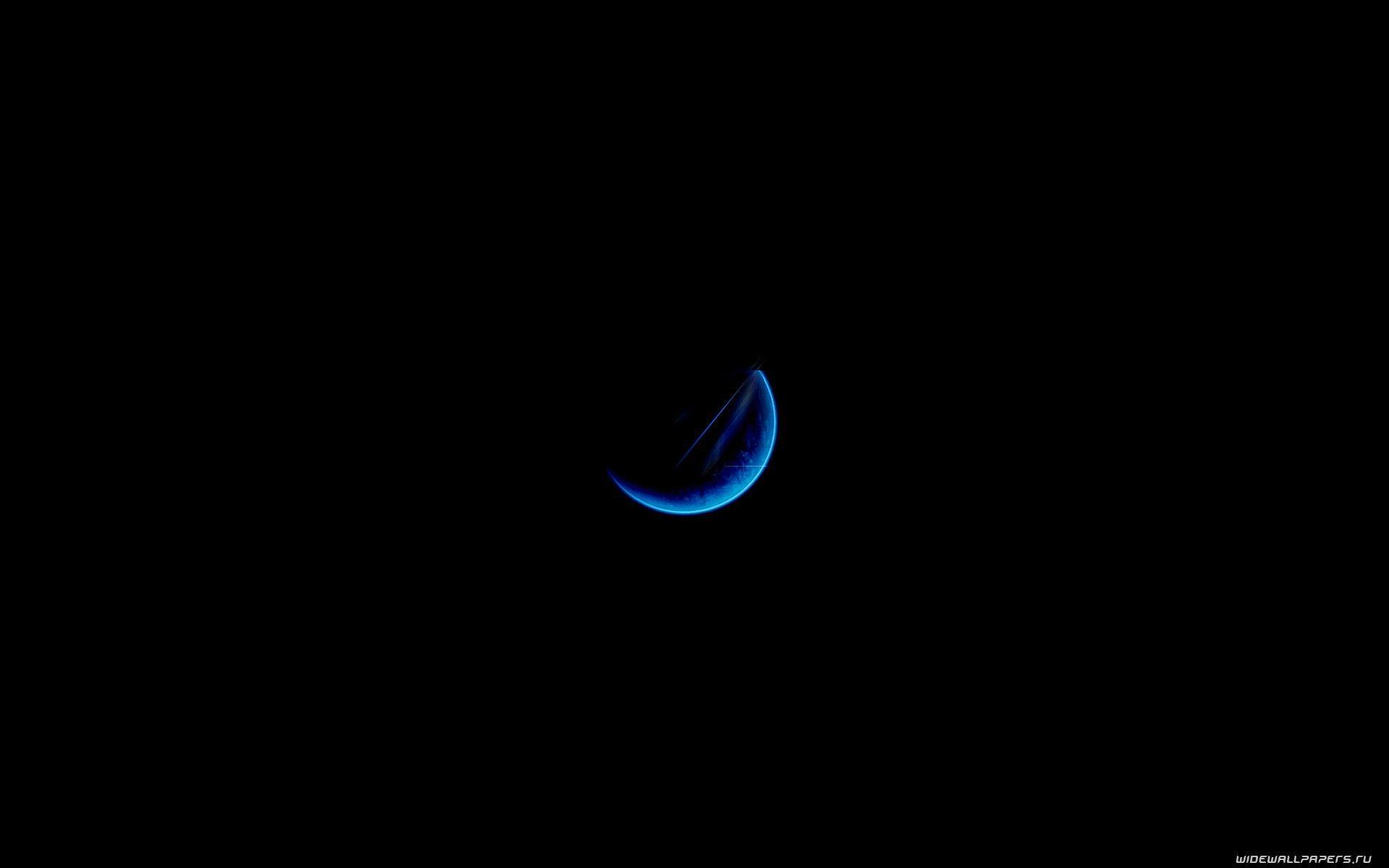 Half a blue moon on a black backgrounds wallpapers and image