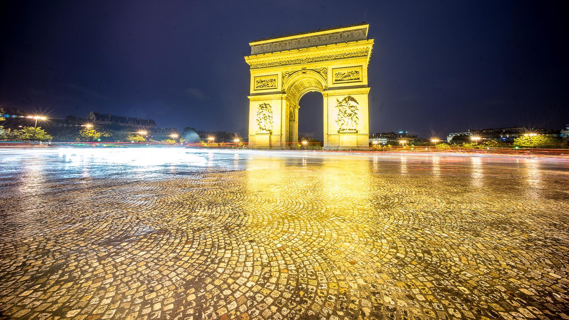 Paris Arc de Triomphe Night Timelapse HD wallpapers