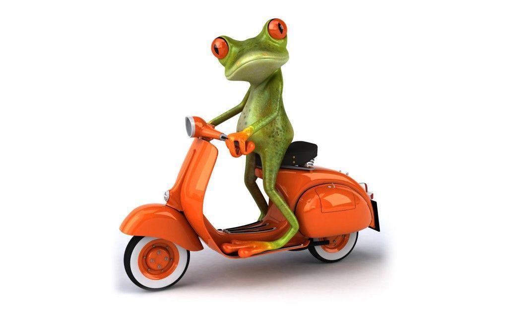 3D Frog & Vespa HD Wallpapers