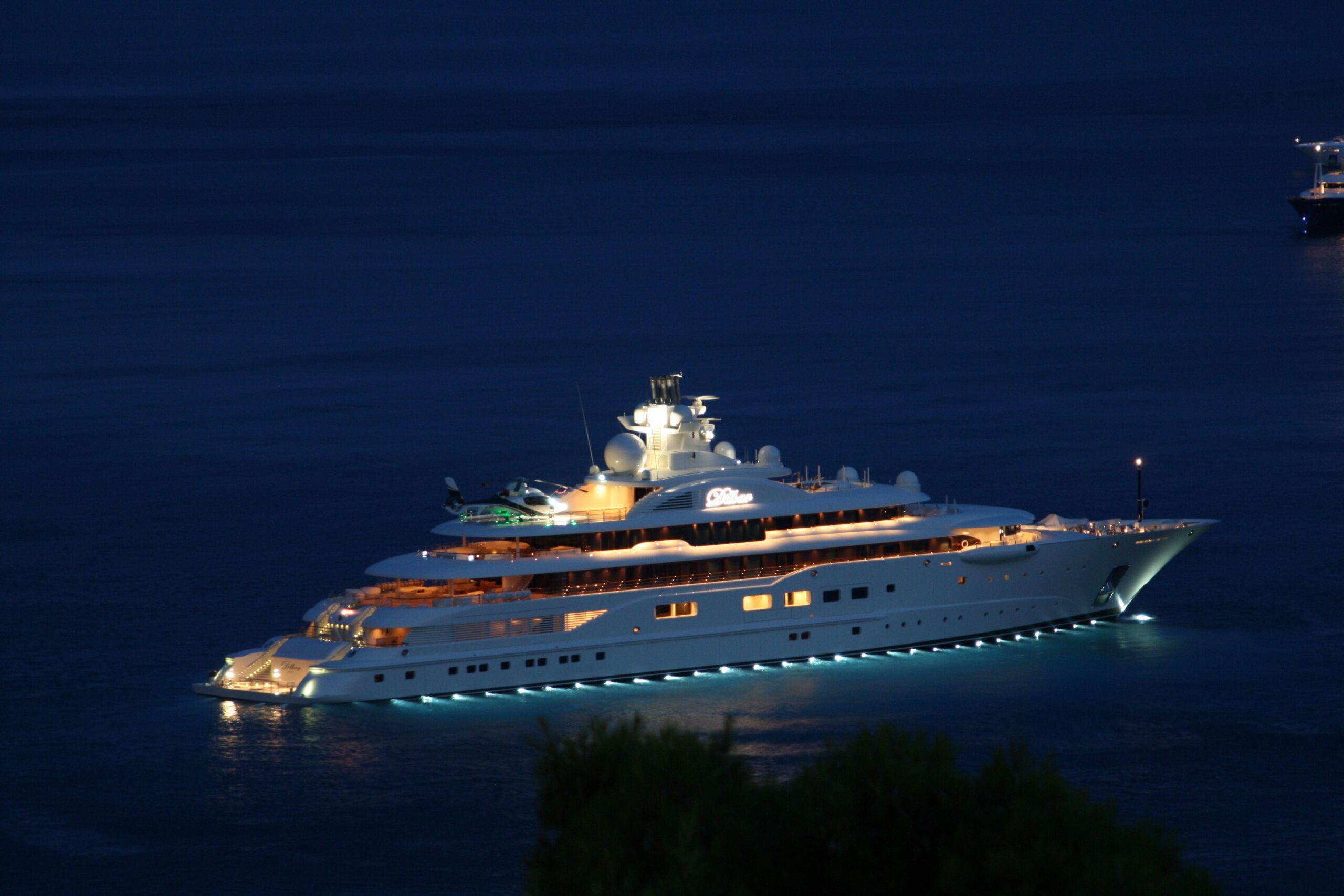 Wallpapers super yacht, mega yacht dilbar, night, yacht, motor