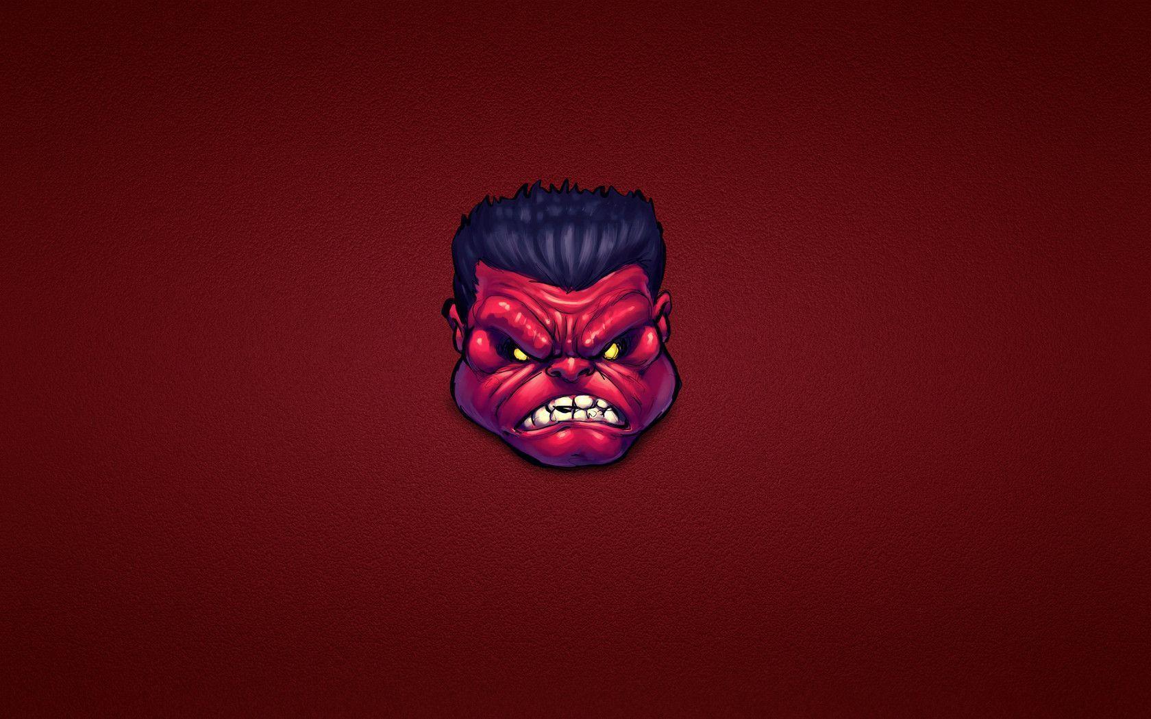 Download wallpapers Red Hulk, comic strip, minimalism free desktop