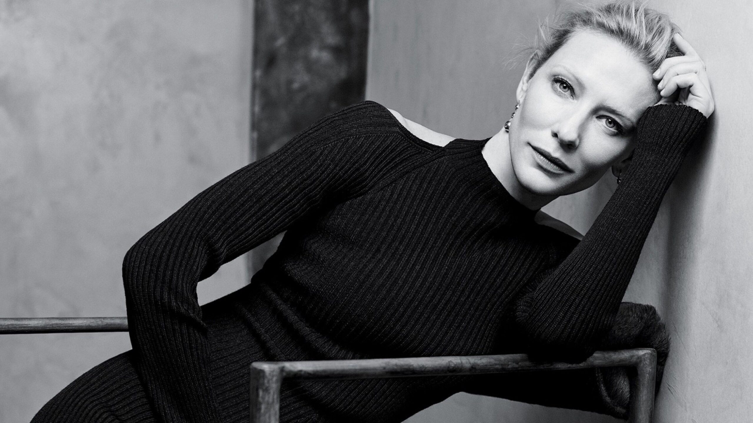 Download Wallpapers Cate blanchett, Actress, Dress, Bw 4K