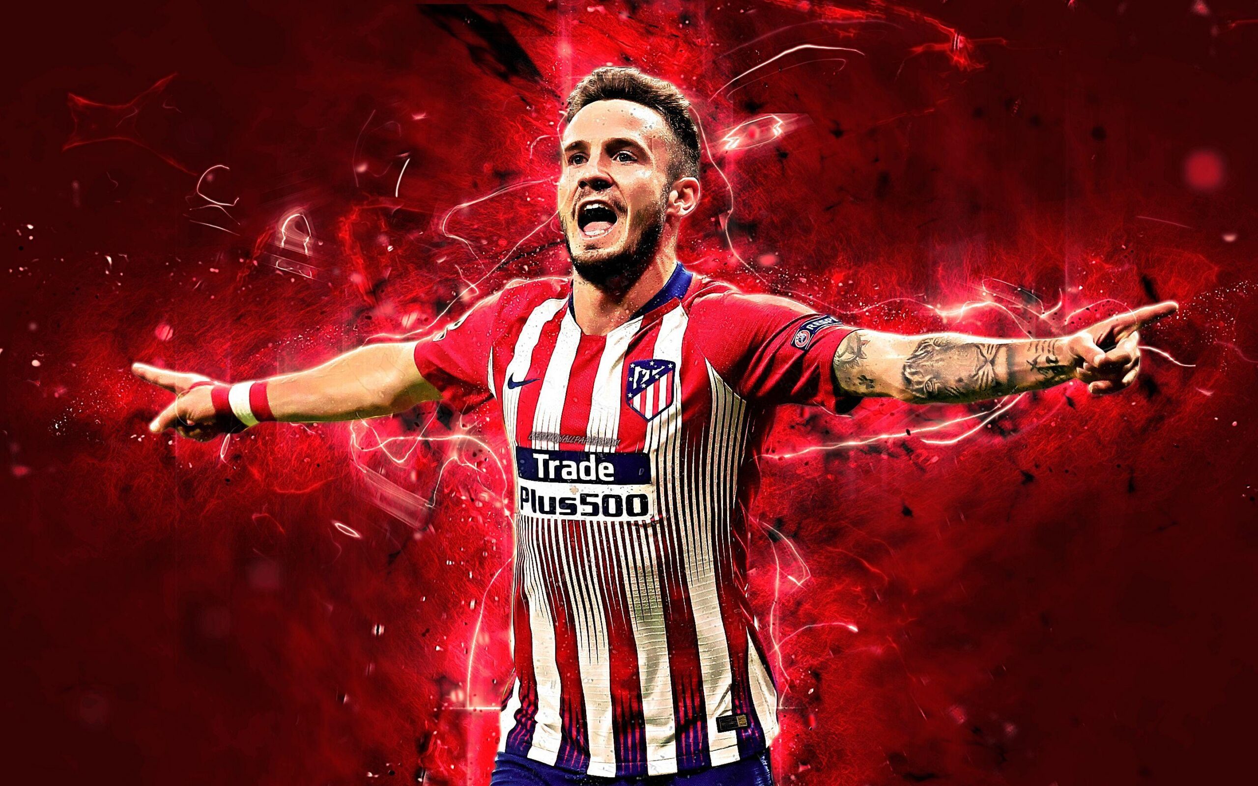 Download wallpapers Saul Niguez, goal, Atletico Madrid FC, striker