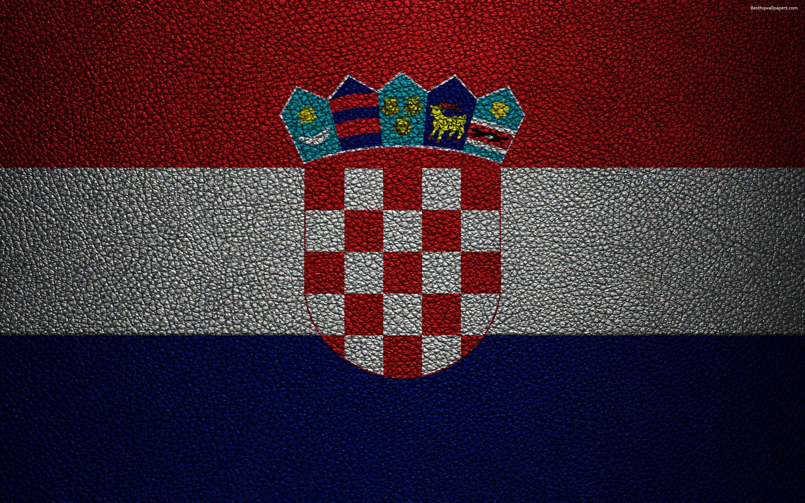 Download wallpapers Flag of Croatia, 4k, leather texture, Croatian