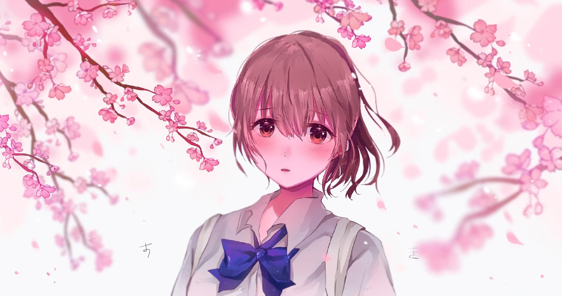 Download Wallpapers Nishimiya Shouko, Blossom, Koe No