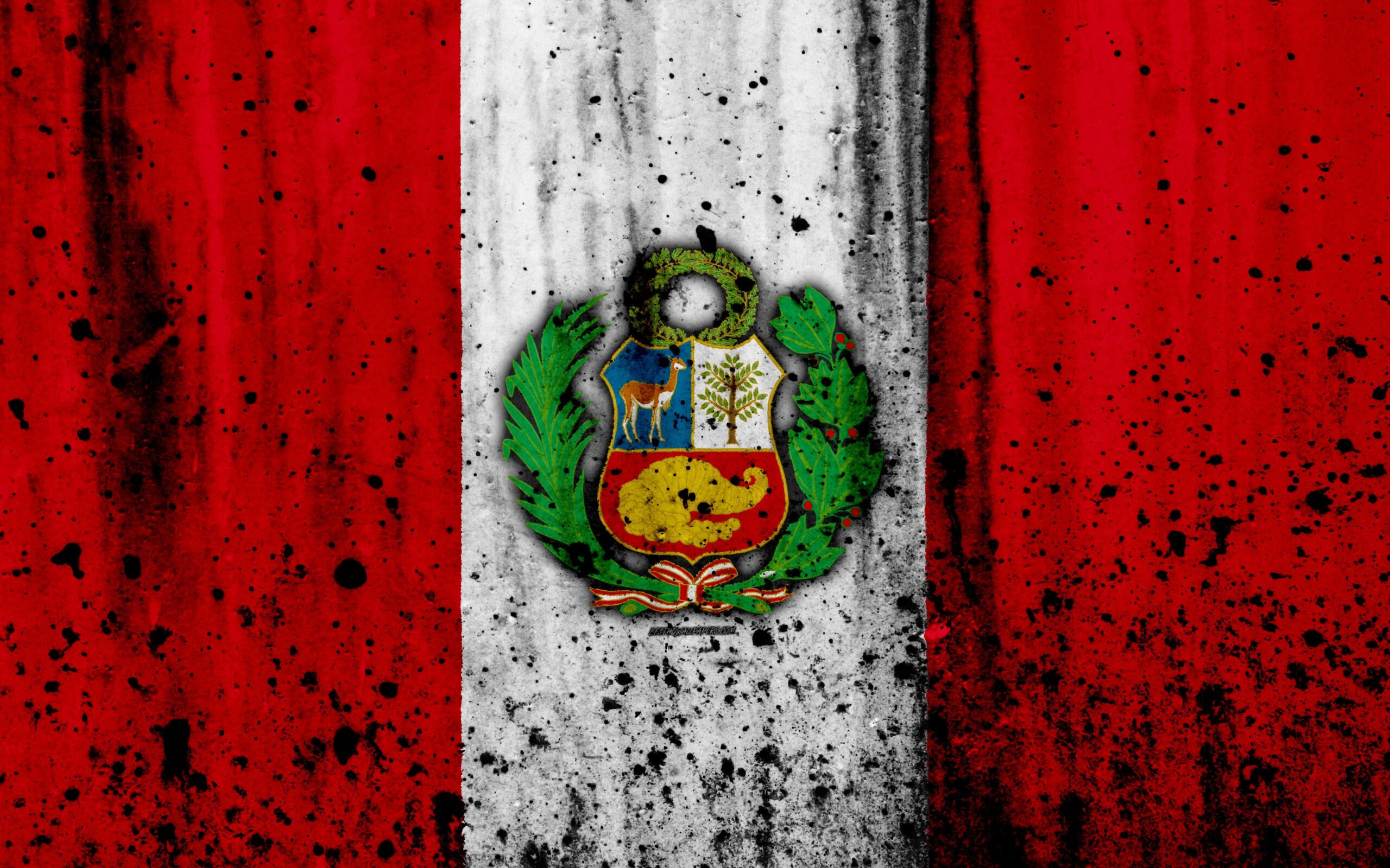 Download wallpapers Peruvian flag, 4k, grunge, flag of Peru, South