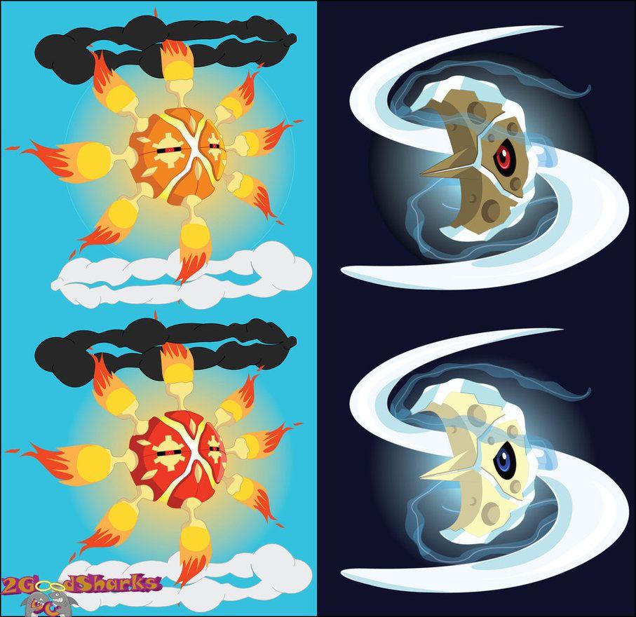 Mega Solrock and Mega Lunatone Designs by 2GoodSharks