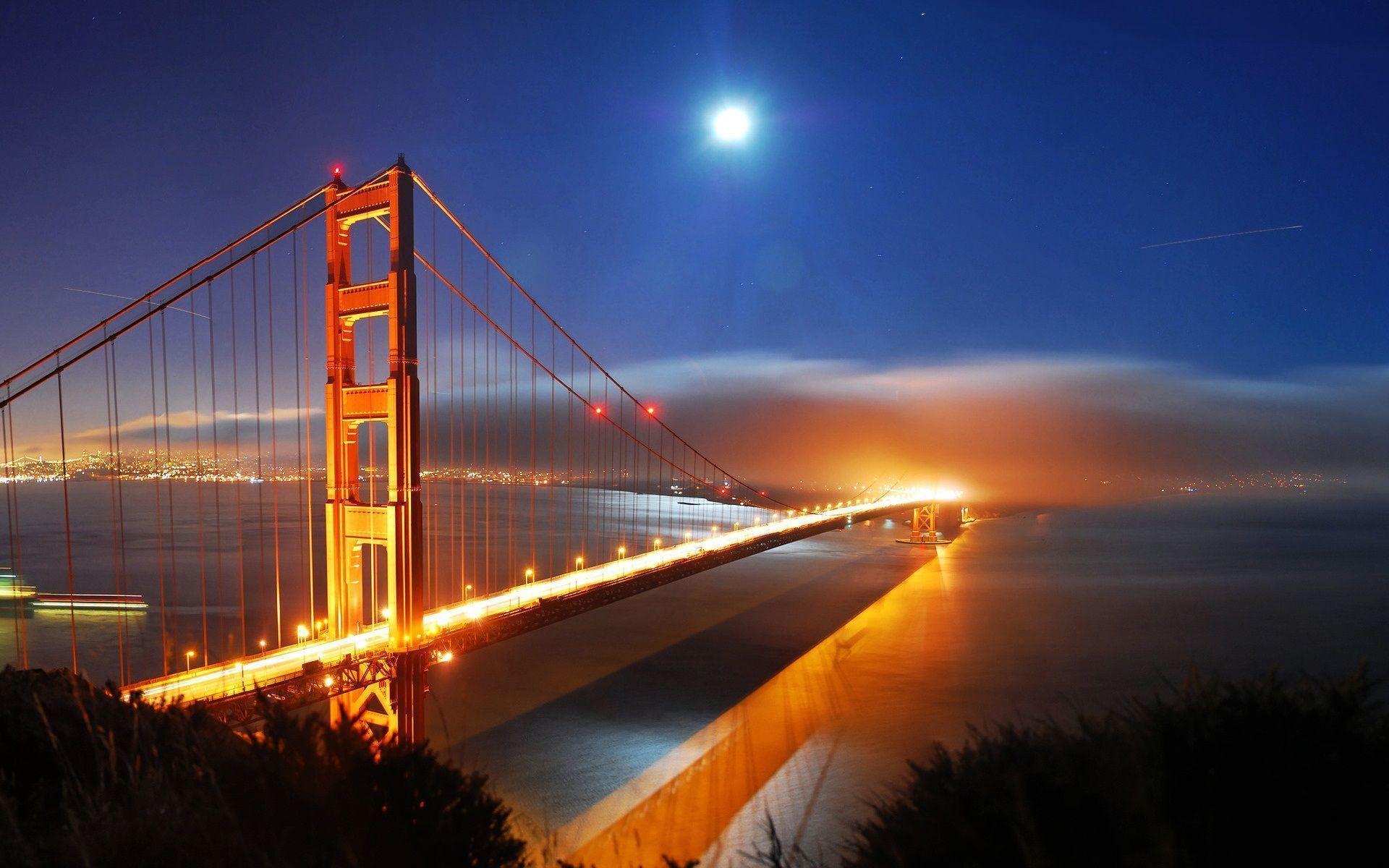 San Francisco Bridge Night Lights Hd Wallpapers « Travel & World