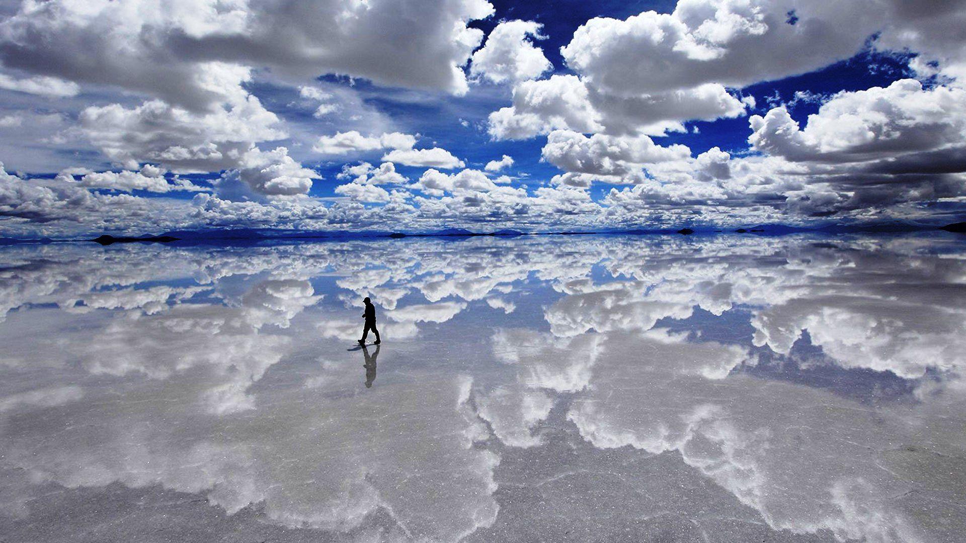 clouds, walking, salt, sky, flats :: Wallpapers