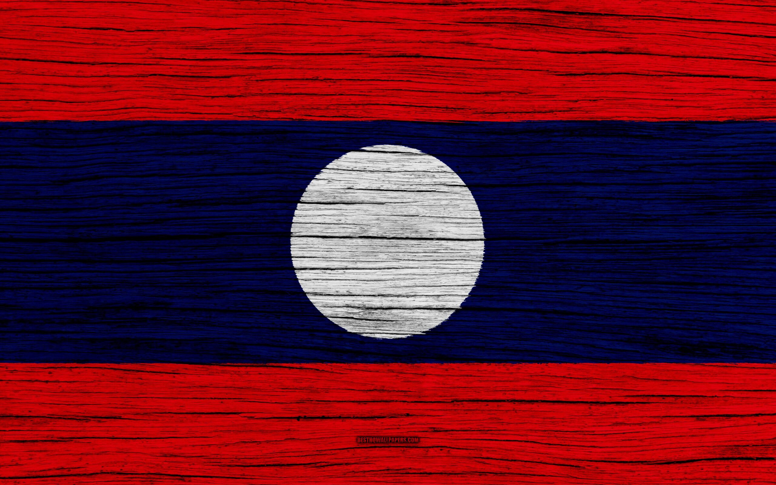 Download wallpapers Flag of Laos, 4k, Asia, wooden texture, Laotian