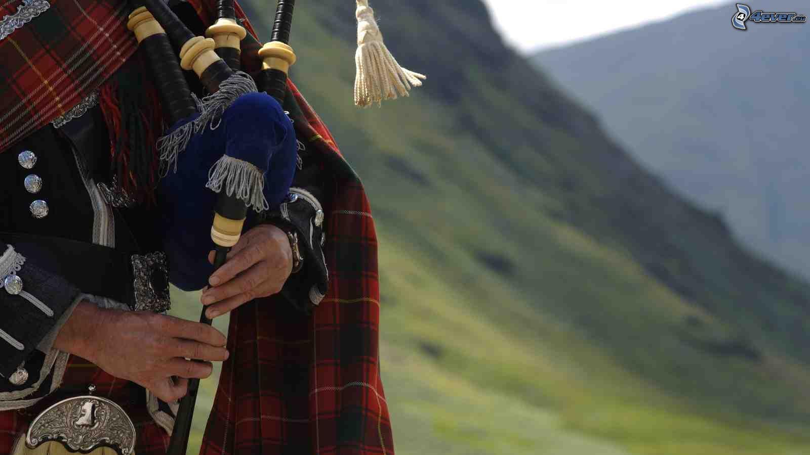 Playing the bagpipes