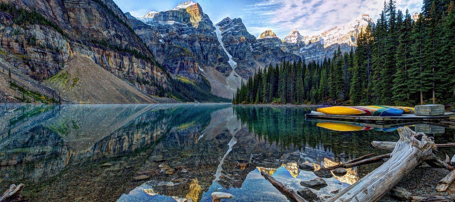 Moraine Lake Banff National Park lake Mountains wallpapers