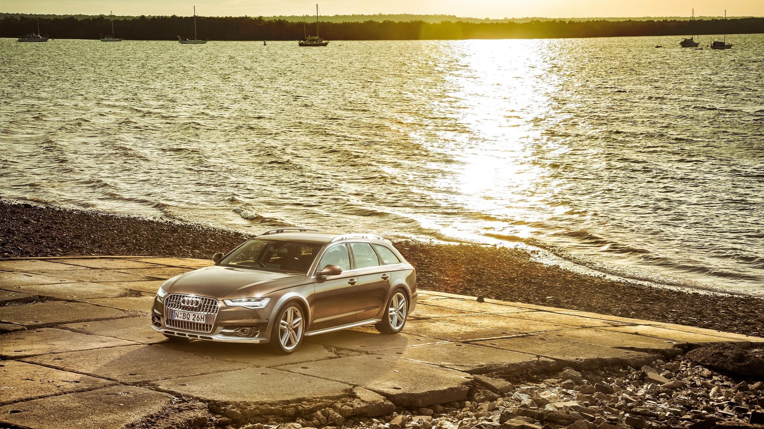 Download wallpapers audi, a6, allroad, side view widescreen