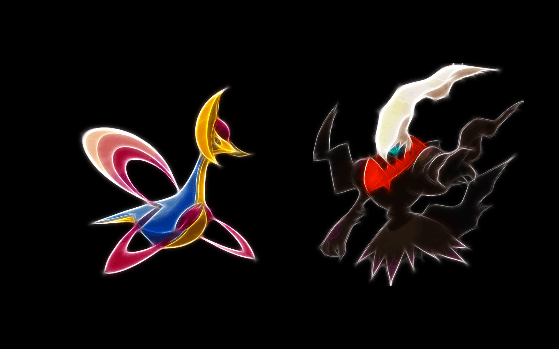 Pokemon, black background, Darkrai, cresselia