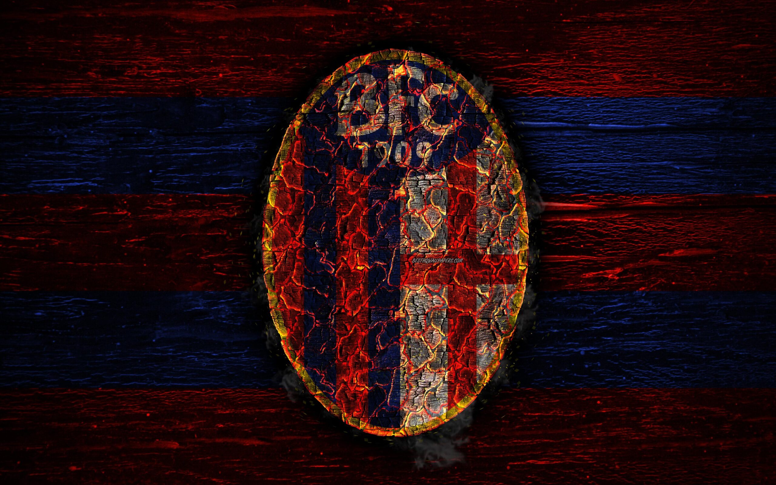 Download wallpapers Bologna FC, 4k, fire logo, Serie A, football