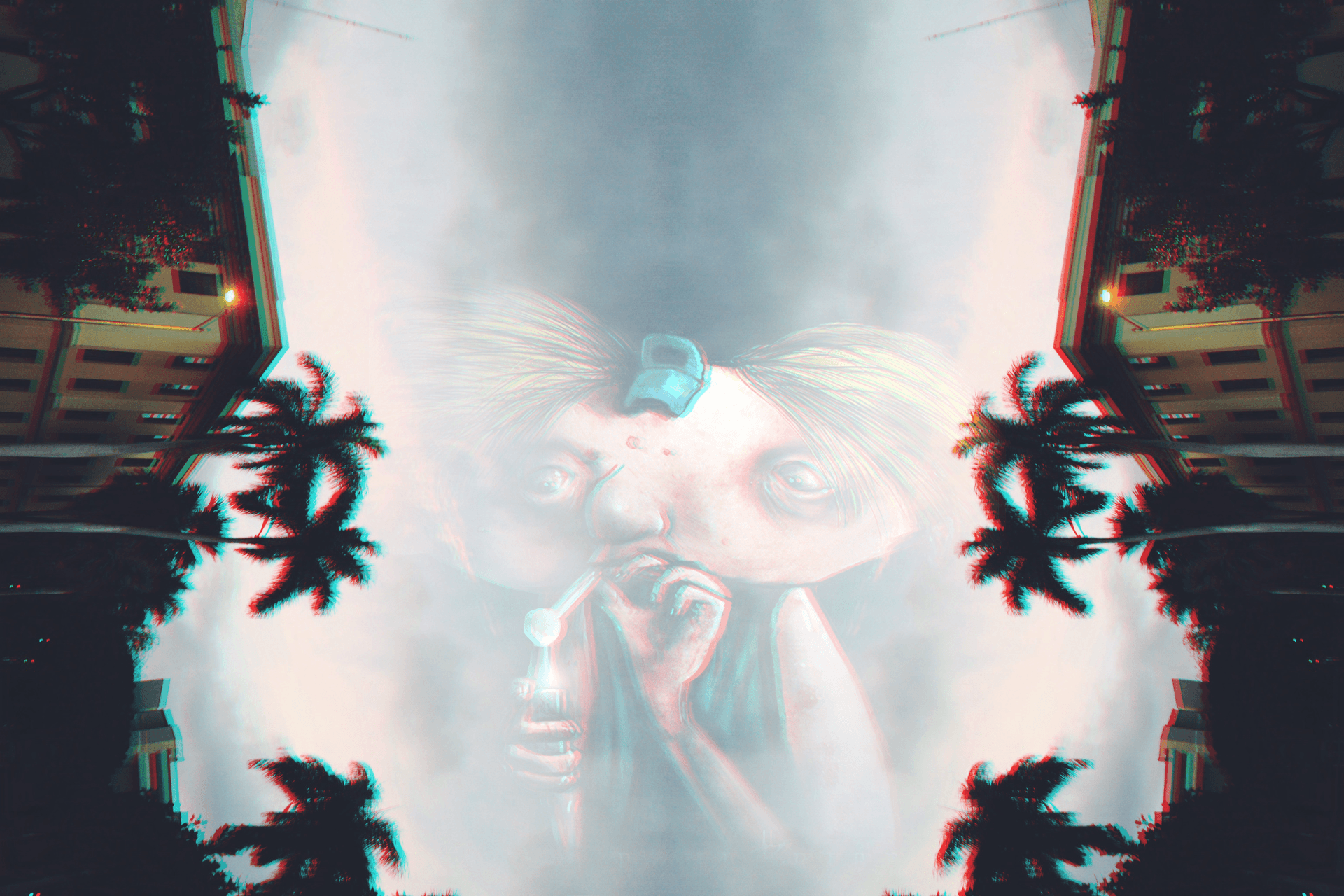 Hey Arnold!, Sky, Palm trees, Anaglyph 3D, Drugs Wallpapers HD