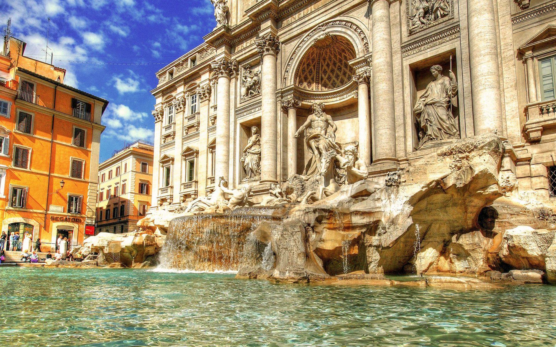 Trevi fountain city walking tour wallpapers