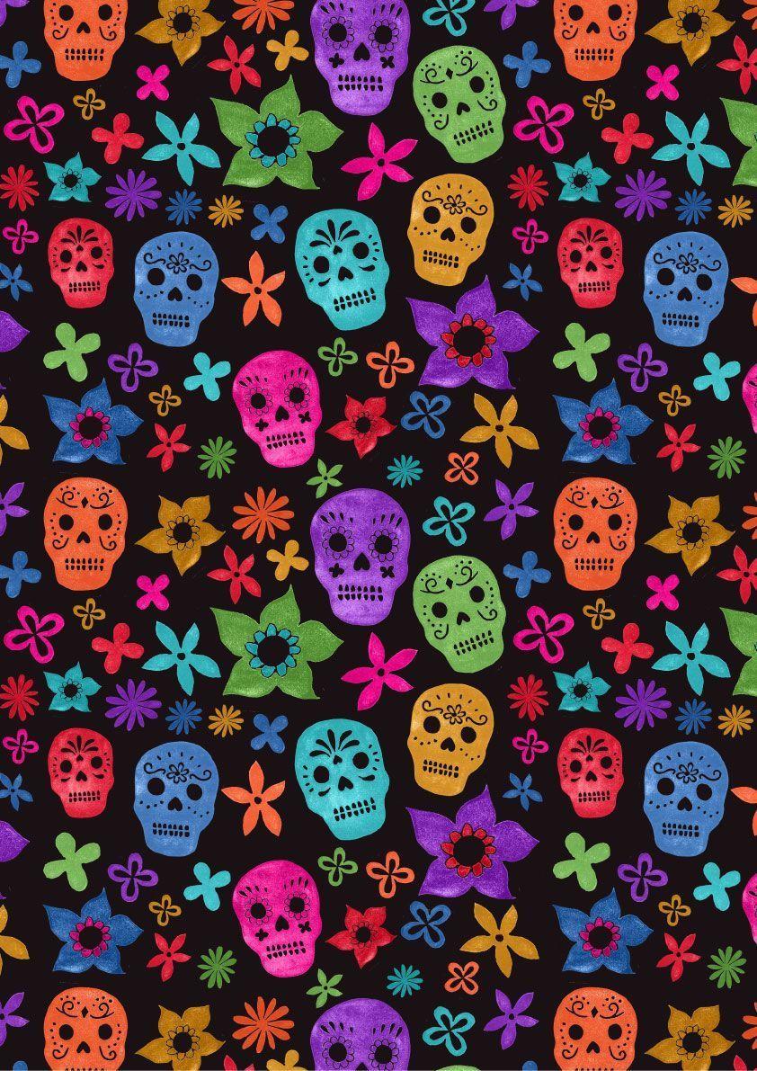 DIA DE LOS MUERTOS/DAY OF THE DEAD~SUGAR SKULL WALLPAPER