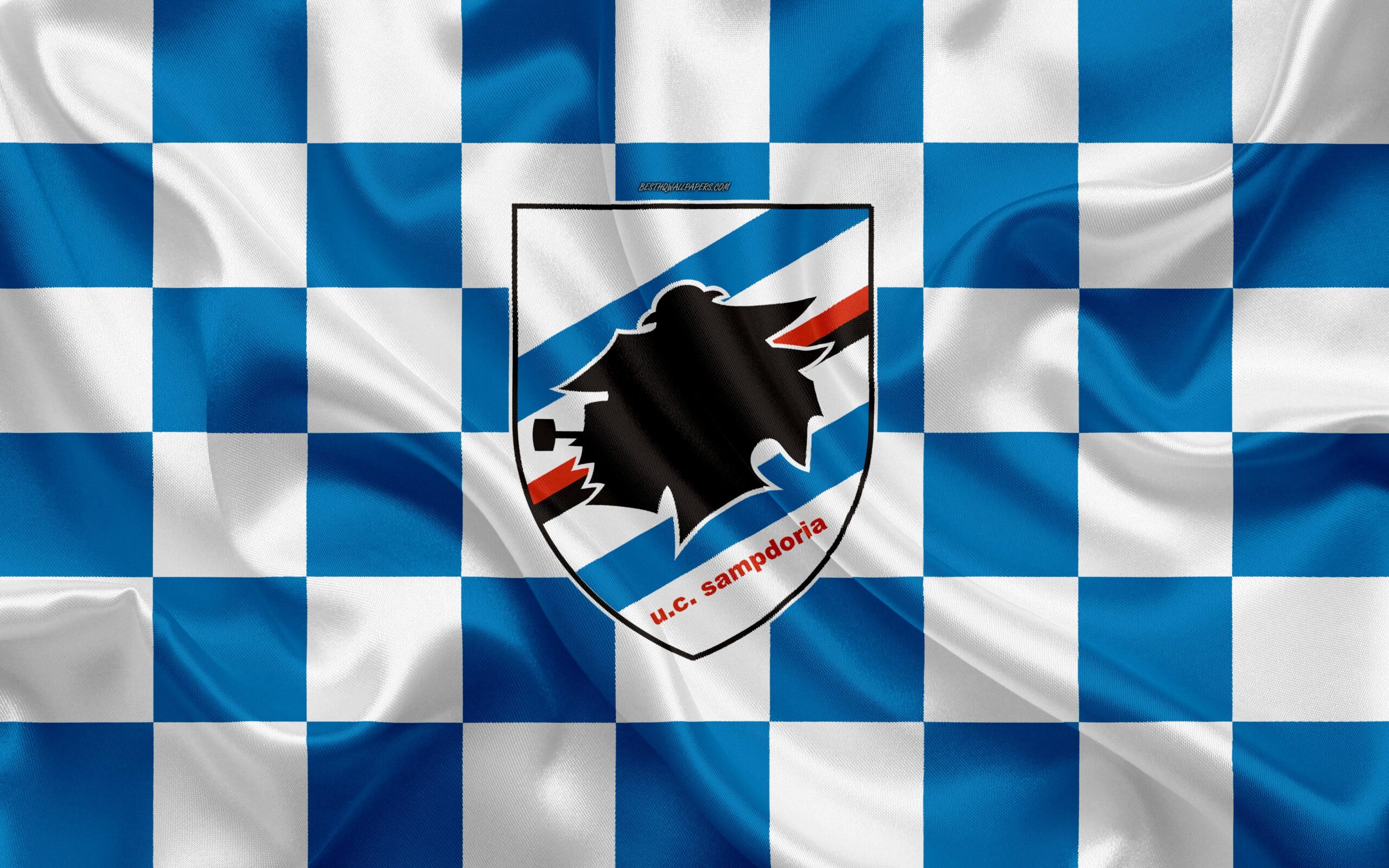 Download wallpapers UC Sampdoria, 4k, logo, creative art, white