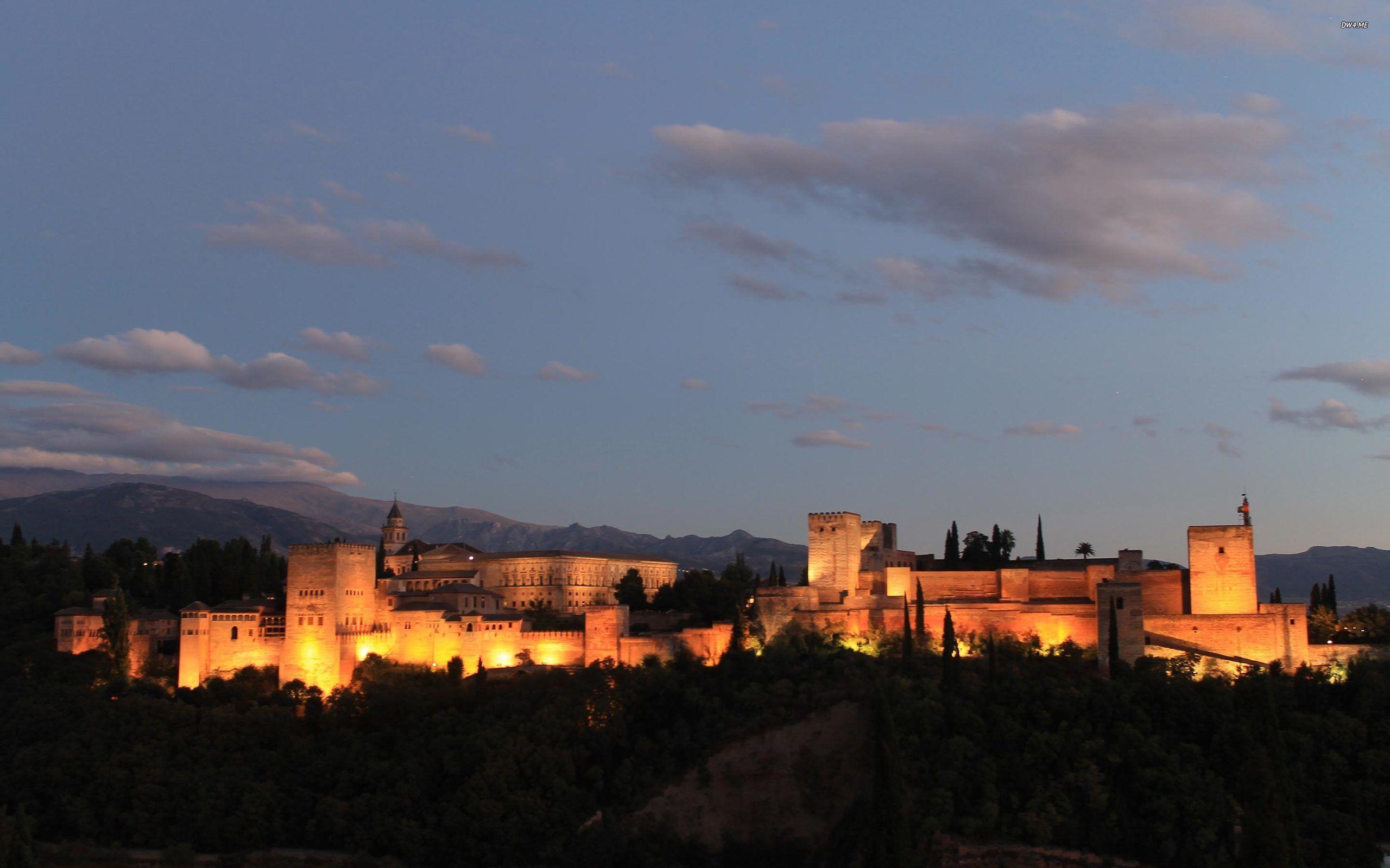 Alhambra palace in the twilight wallpapers